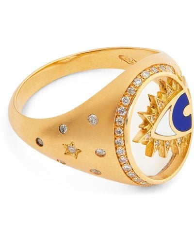 L'Atelier Nawbar Yellow Gold, Diamond And Mother-of-pearl Eye On Biladi Ring - Metallic