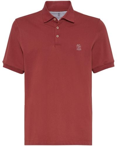 Brunello Cucinelli Cotton Piqué Logo Polo Shirt - Red