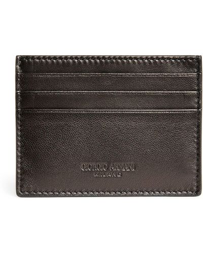 Giorgio Armani Lamb Leather Card Holder - Black