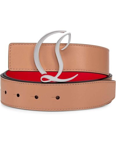 Christian Louboutin Leather Cl Logo Belt - Red