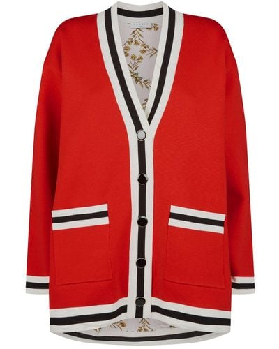 Sandro Long Cardigan With Printed Lining - Red