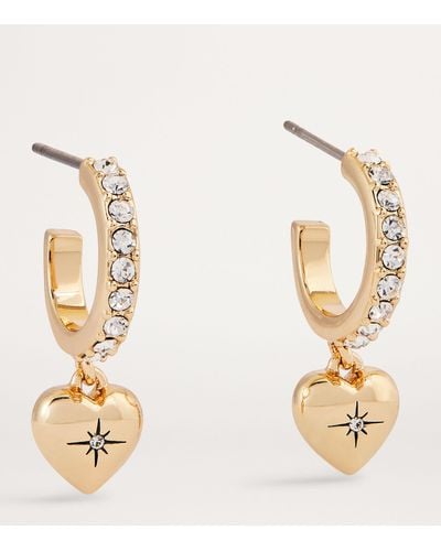 COACH Embellished Love Heart Hoop Earrings - Metallic