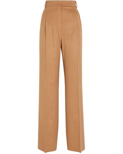 Camel  Laundered Linen Wide Leg Trouser  Pure Collection