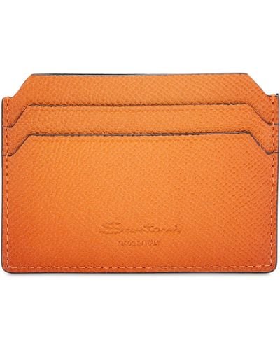 Santoni Leather Card Holder - Orange