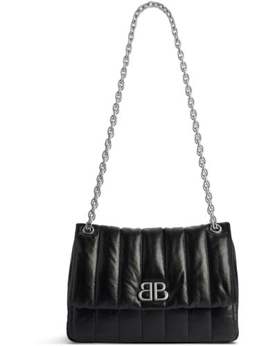 Balenciaga Mini Leather Monaco Shoulder Bag - Black