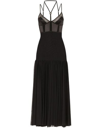 Dolce & Gabbana Sheer Corset Midi Dress - Black