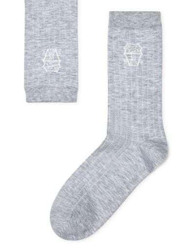 Brunello Cucinelli Cotton Logo Socks - Gray