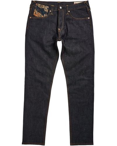 Evisu Brocade Denim Jeans - Blue