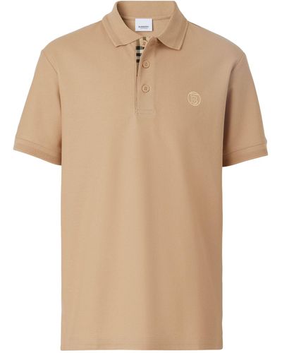 Burberry Monogram-motif Piqué Polo Shirt - Brown