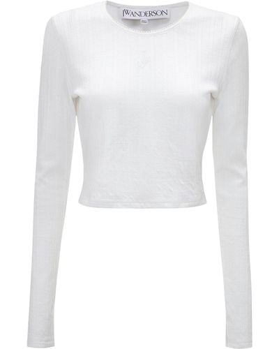 JW Anderson Embroidered Logo Crop Top - White