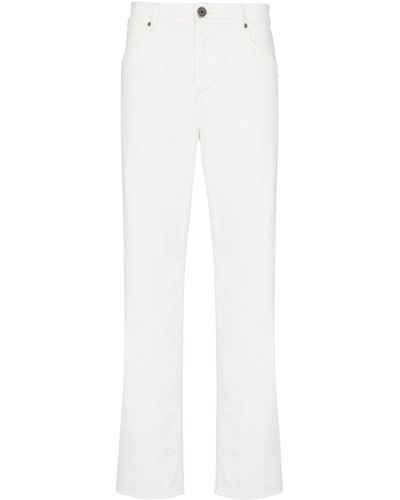Balmain Embroidered-logo Straight Jeans - White