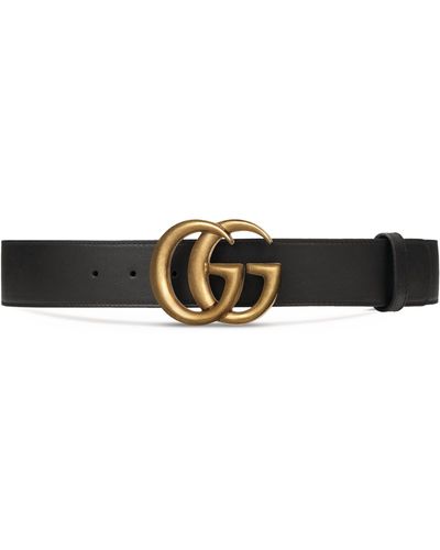 Gucci Leather Gg Belt - Black