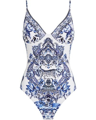 Camilla Crystal-embellished Glaze And Graze Swimsuit - Blue