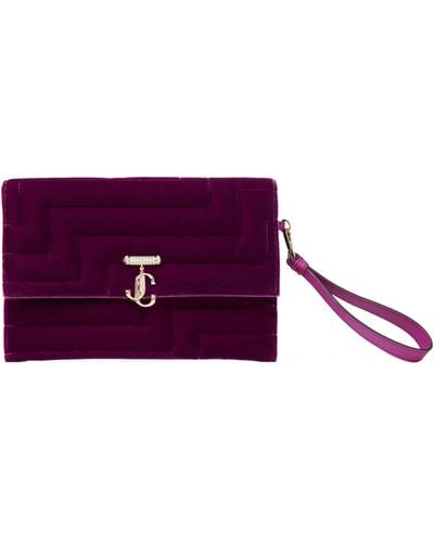 Jimmy Choo Velvet Avenue Envelope Bag - Purple