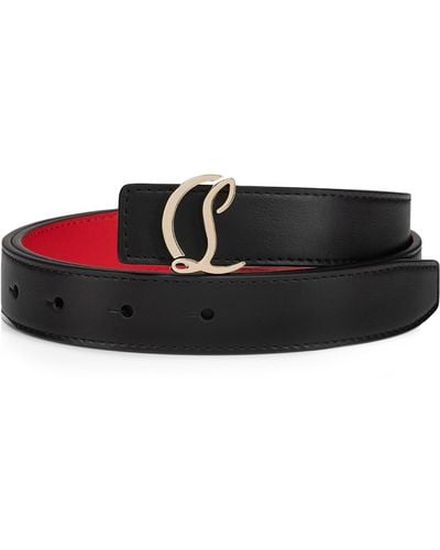 Christian Louboutin Cl Logo Leather Belt - Black