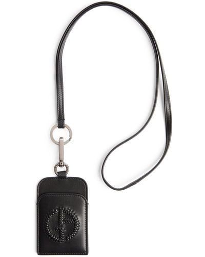 Giorgio Armani Leather Logo Badge Holder - Black