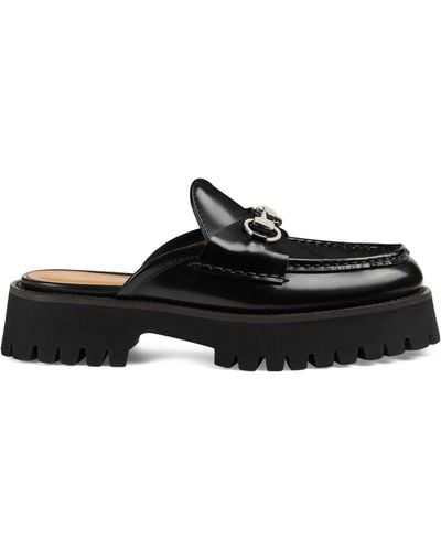 Gucci Leather Lug-sole Horsebit Loafers - Black