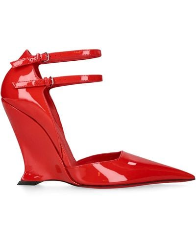 Ferragamo Patent Leather Vidya Court Shoes 90 - Red
