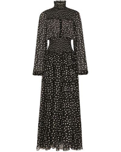 Dolce & Gabbana Silk Polka-dot Maxi Dress - Black