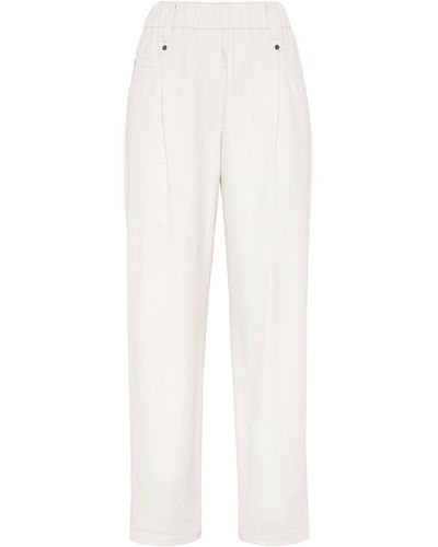 Brunello Cucinelli Stretch-cotton Trousers - White