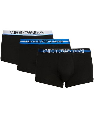 Emporio Armani Stretch Cotton Trunks (pack Of 3) - Black