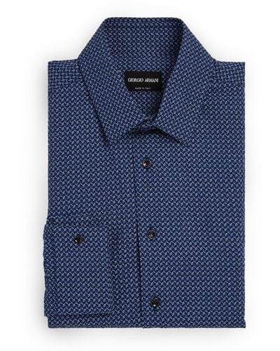 Giorgio Armani Cotton Seersucker Shirt - Blue