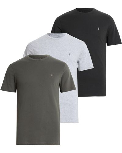 AllSaints Cotton Brace T-shirts (set Of 3) - Gray