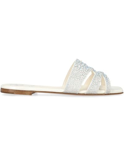 Gina Crystal Beaux Mules - White