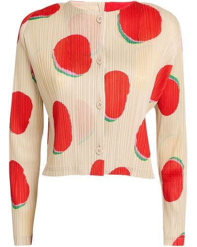 Pleats Please Issey Miyake Bean Dots Cardigan - Red