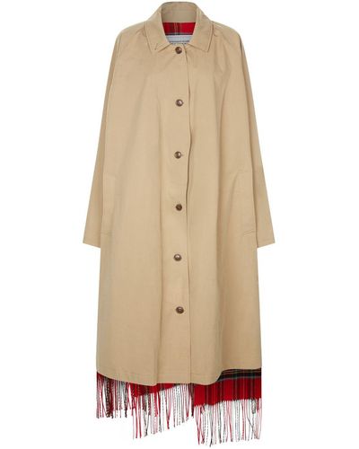 Vetements Reversible Checked-scarf Trench Coat - Natural