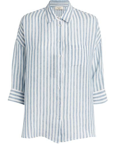 Weekend by Maxmara Linen Striped Shirt - Blue
