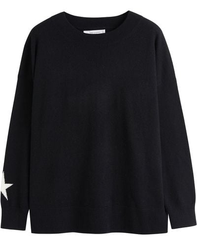 Chinti & Parker Wool-cashmere Star Slouchy Jumper - Black