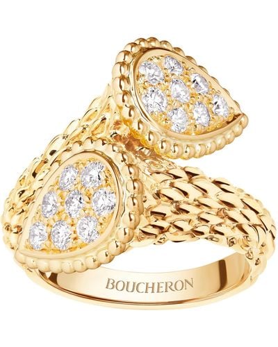 Boucheron Yellow Gold And Diamond Serpent Bohème Toi Et Moi Ring - Metallic
