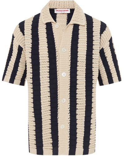 Orlebar Brown Crochet Striped Thomas Shirt - Black