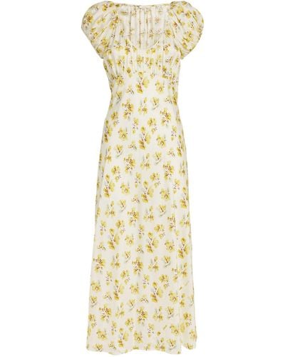 Doen Dôen Silk-viscose Gold Frolicking Floral Florencia Dress - Metallic