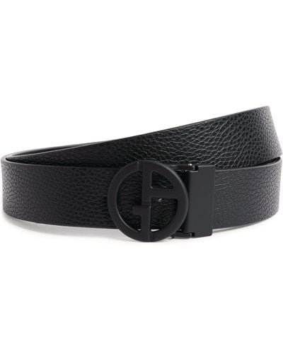 Giorgio Armani Leather Logo Belt - Black