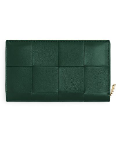 Bottega Veneta Leather Cassette Zip-around Wallet - Green