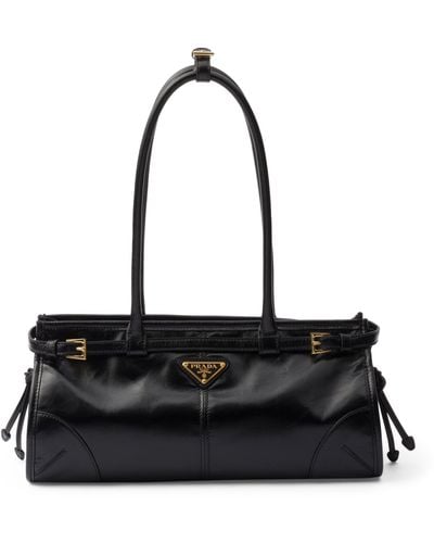 Prada Medium Leather Top-handle Bag - Black