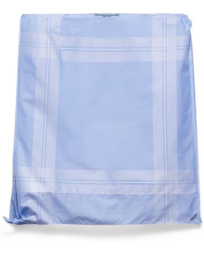Prada Cotton Check Midi Skirt - Blue