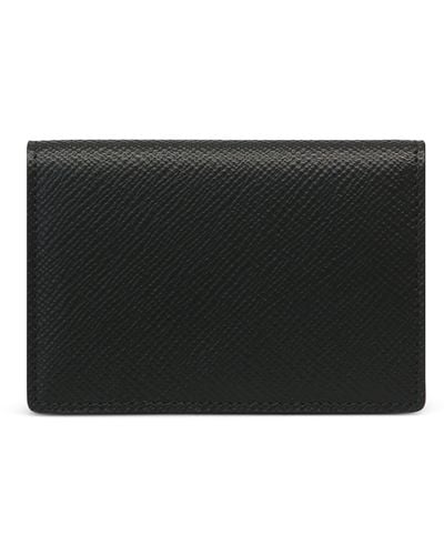 Smythson Leather Panama Folded Card Holder - Black