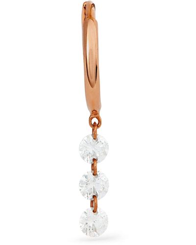 PERSÉE Rose Gold And Diamond 3-stone Single Hoop Earring - White