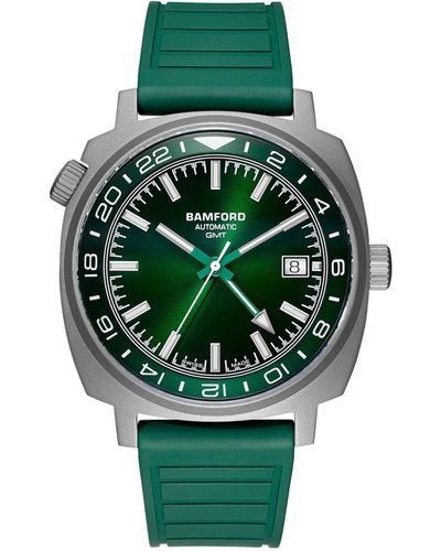 BAMFORD LONDON Titanium Gmt Sunburst Green Watch 40mm