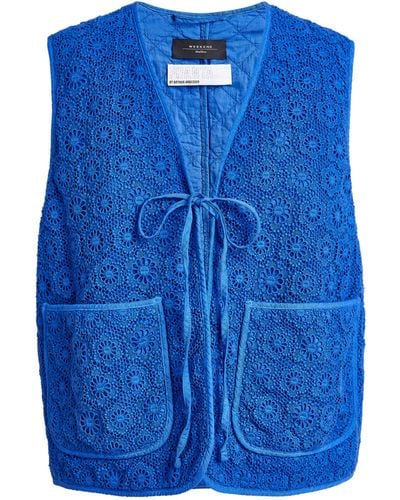 Weekend by Maxmara Embroidered Floral Gilet - Blue
