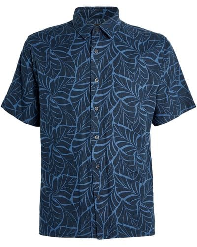 Vince Linen-blend Leaves Shirt - Blue
