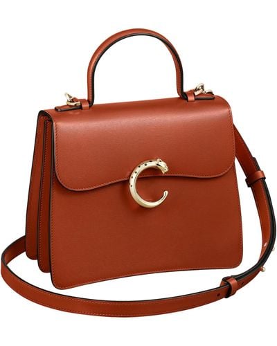 Cartier Leather Panthère De Top-handle Bag - Brown