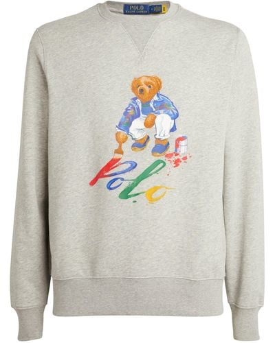 Polo Ralph Lauren Cotton-blend Polo Bear Crew-neck Sweater - Gray
