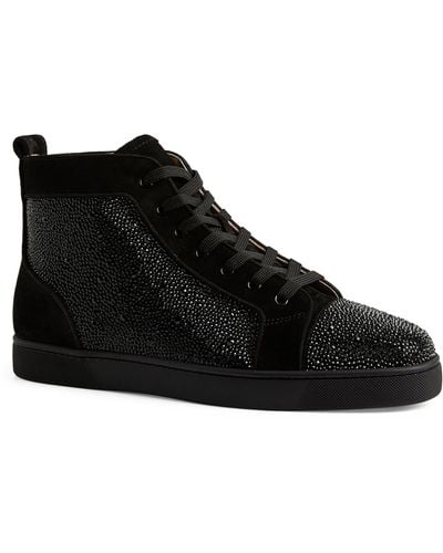 Christian Louboutin Suede Louis Strass High-top Sneakers - Black
