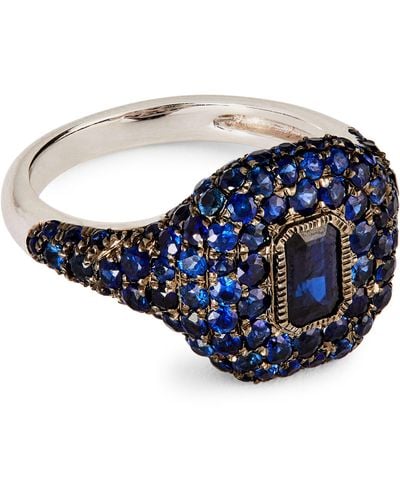 SHAY White Gold And Sapphire New Modern Pinky Ring