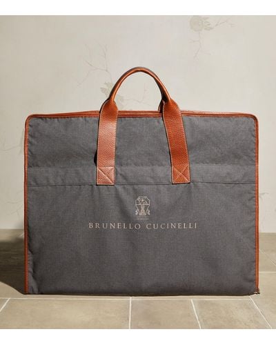 Brunello Cucinelli Logo Bifold Suit Carrier - Gray
