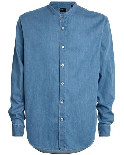 Giorgio Armani Denim Band-collar Shirt - Blue